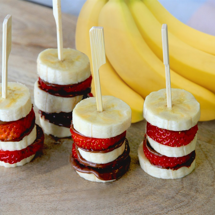 Banana and Strawberry Nutella Skewers